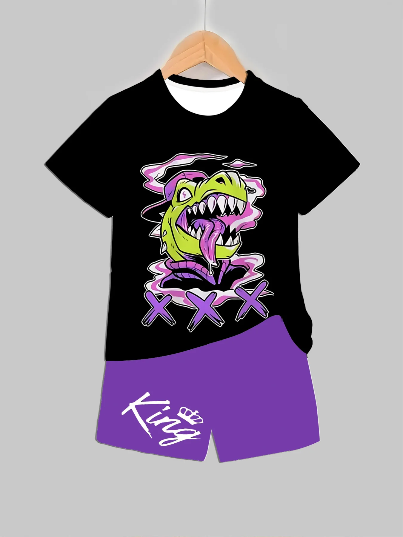 Summer Clothing Men Fashion - New Dinosaur Printed Outfits Tops +