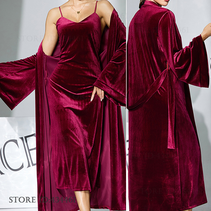 Summer Nights Clothing - Sexy Female Velvet Twinset Robe Set