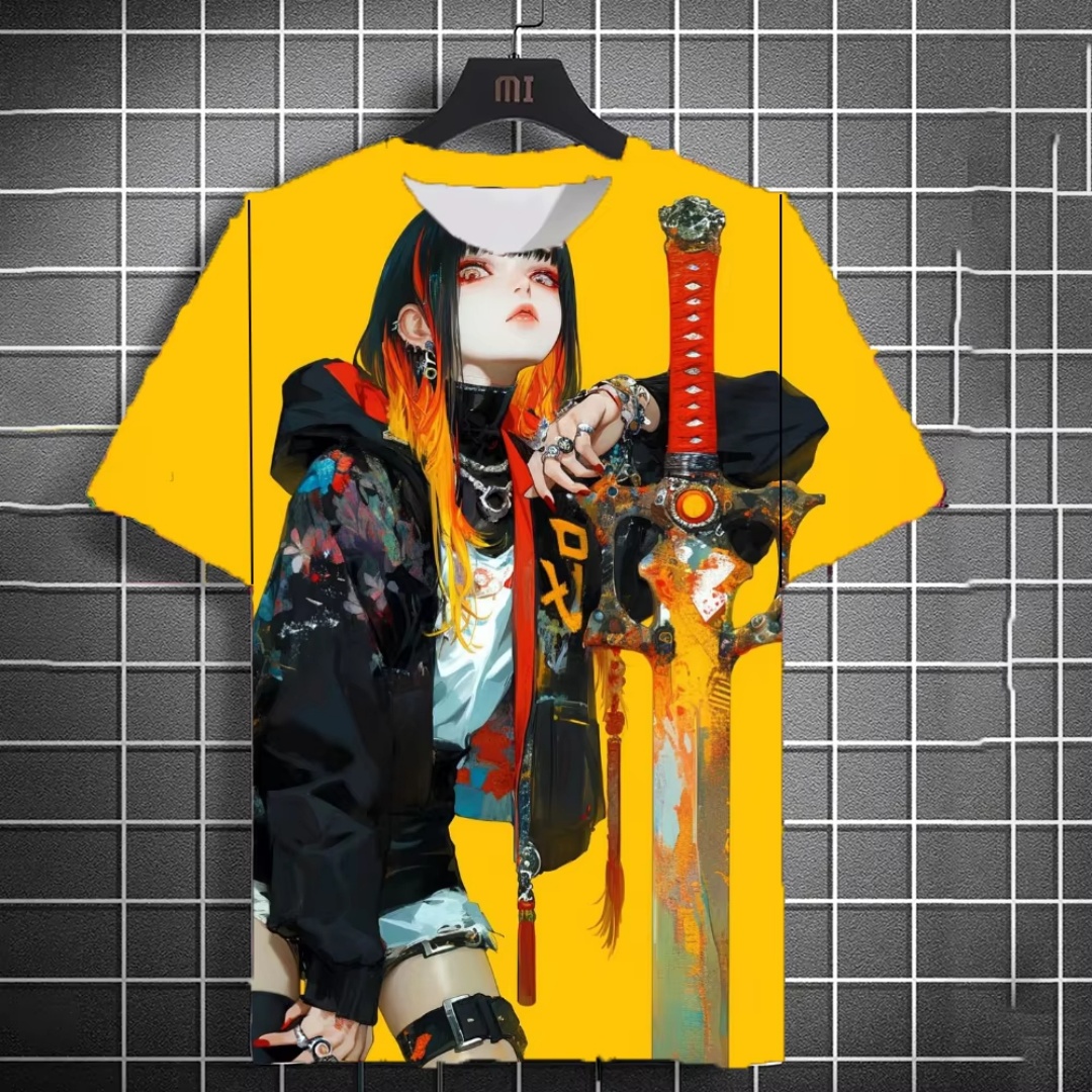 Japanese Summer Clothing Men - Summer Japanese-style Cartoon Girl 3D Print