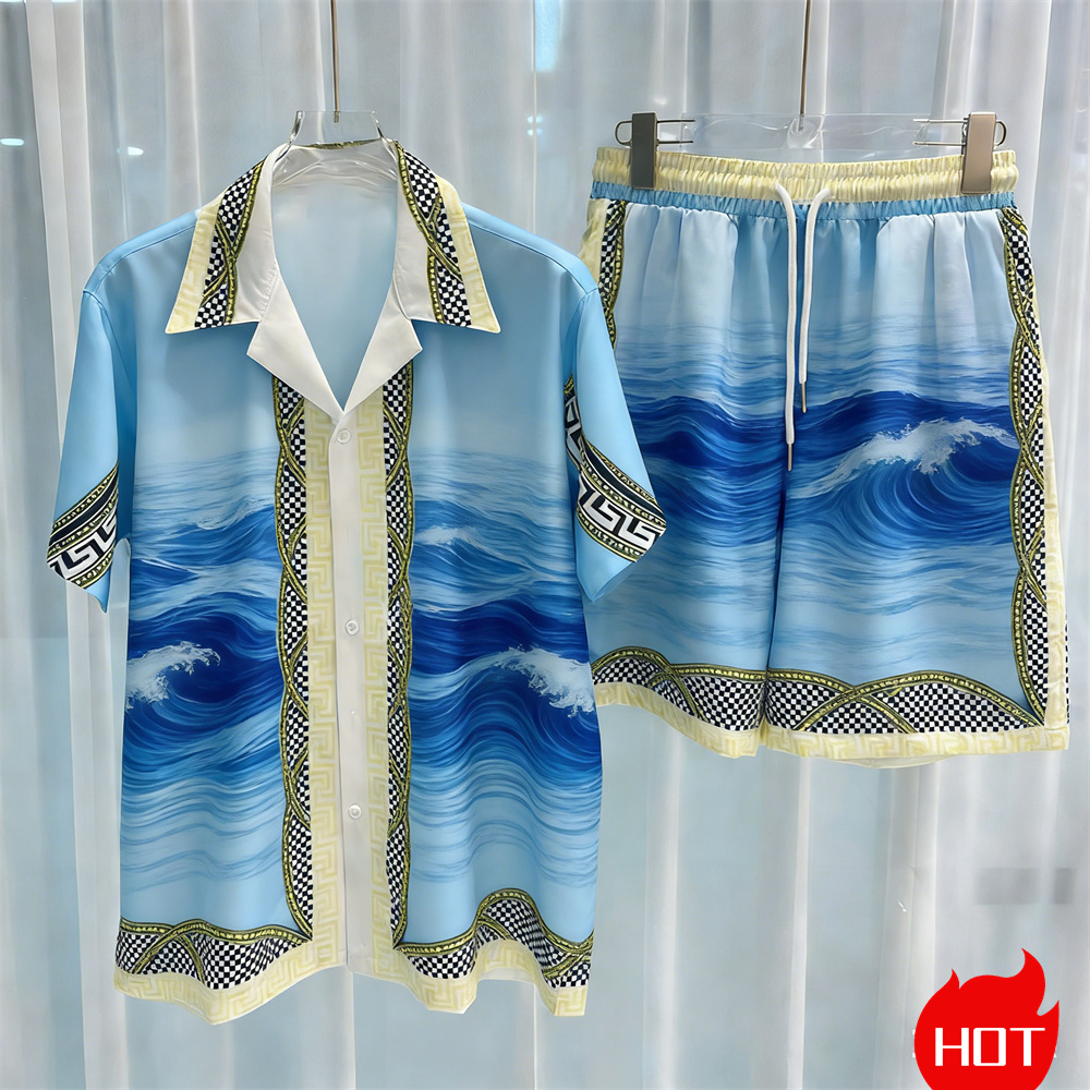 Summer Clothing Sets Men - Summer Men's Shirt Sets Plants Pattern
