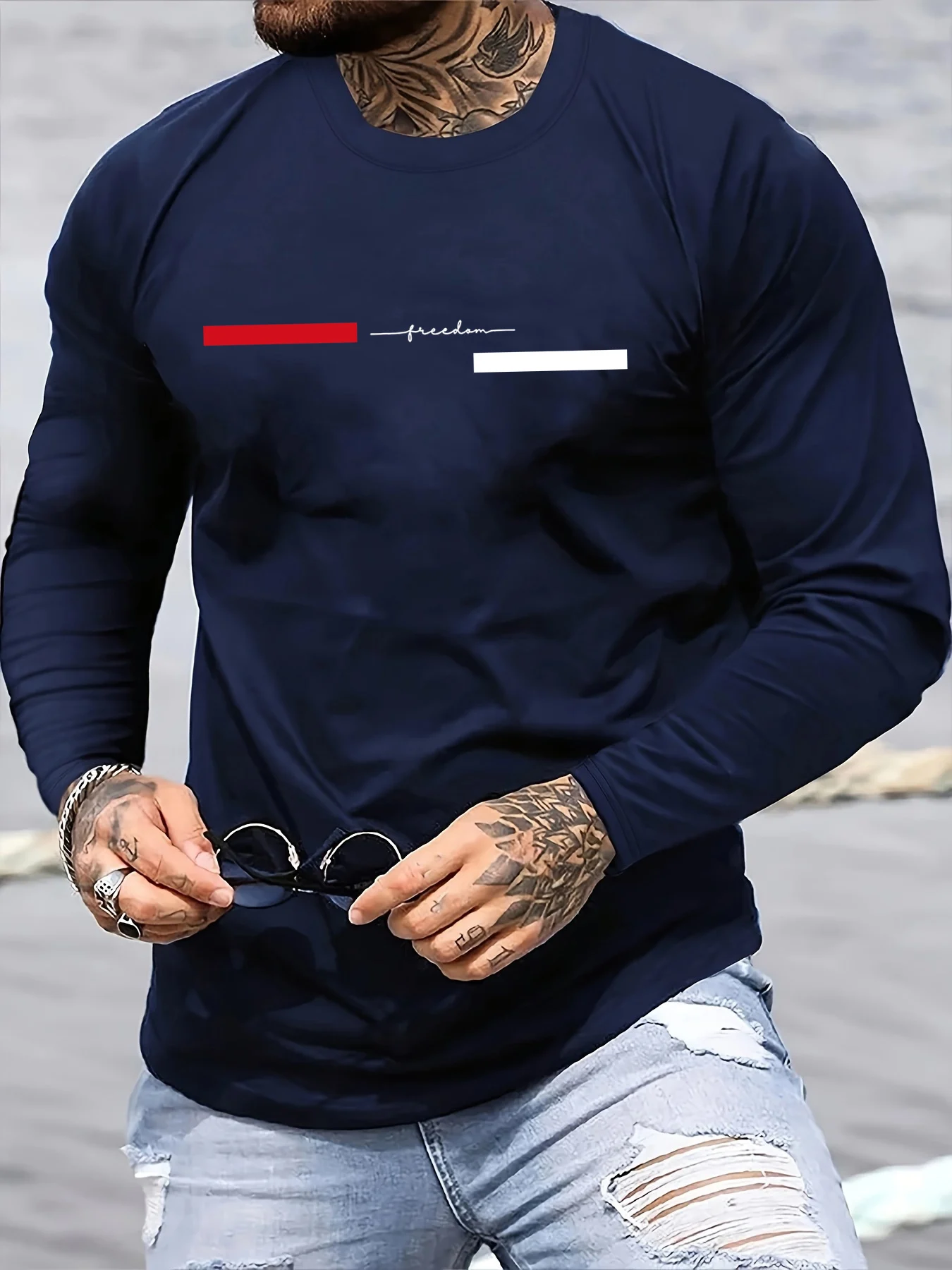 Summer Quotes - Red black Line men's long sleeved
