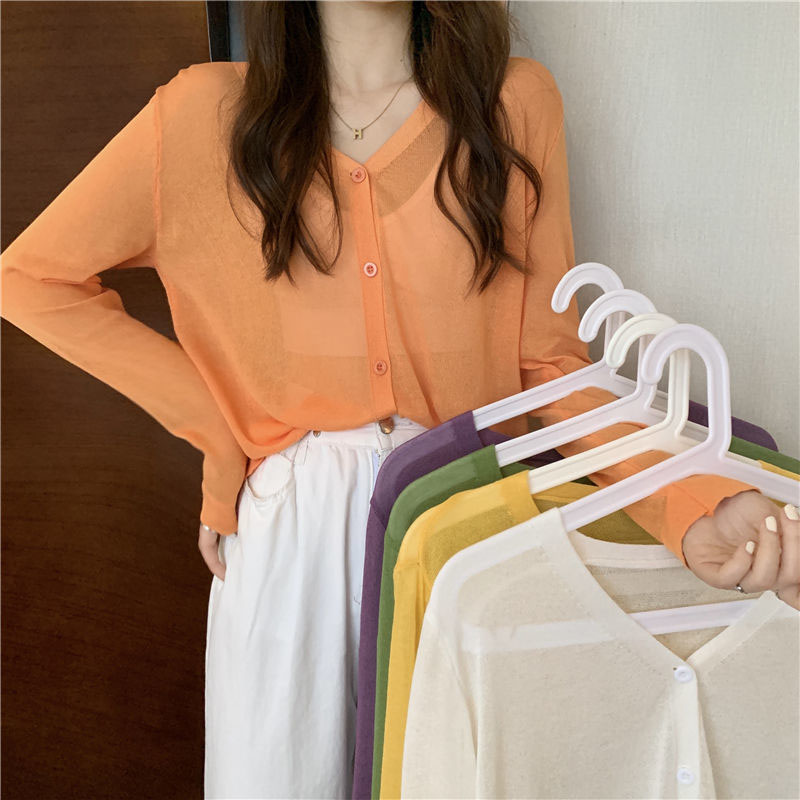 Summer Clothing Yarn - Candy Color Thin Knit Cardigan Women