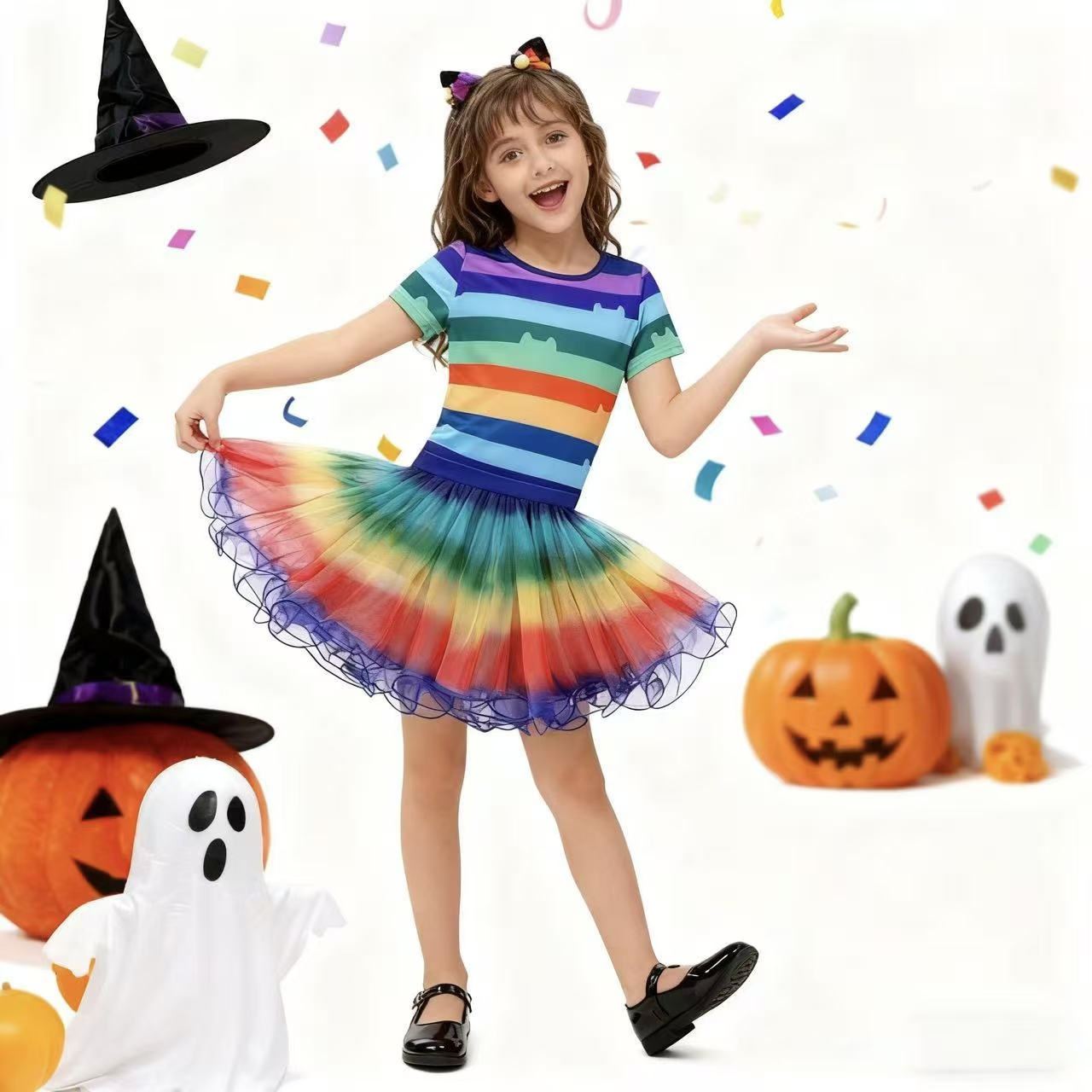 Girls Rainbow Striped T-Shirt  - Summer Clothing Kids recension och pris