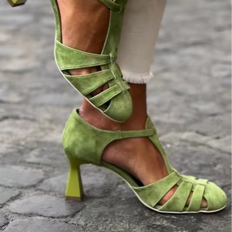 Women's Green Suede Kitten Hee - Summer Clothing Sale Women recension och pris