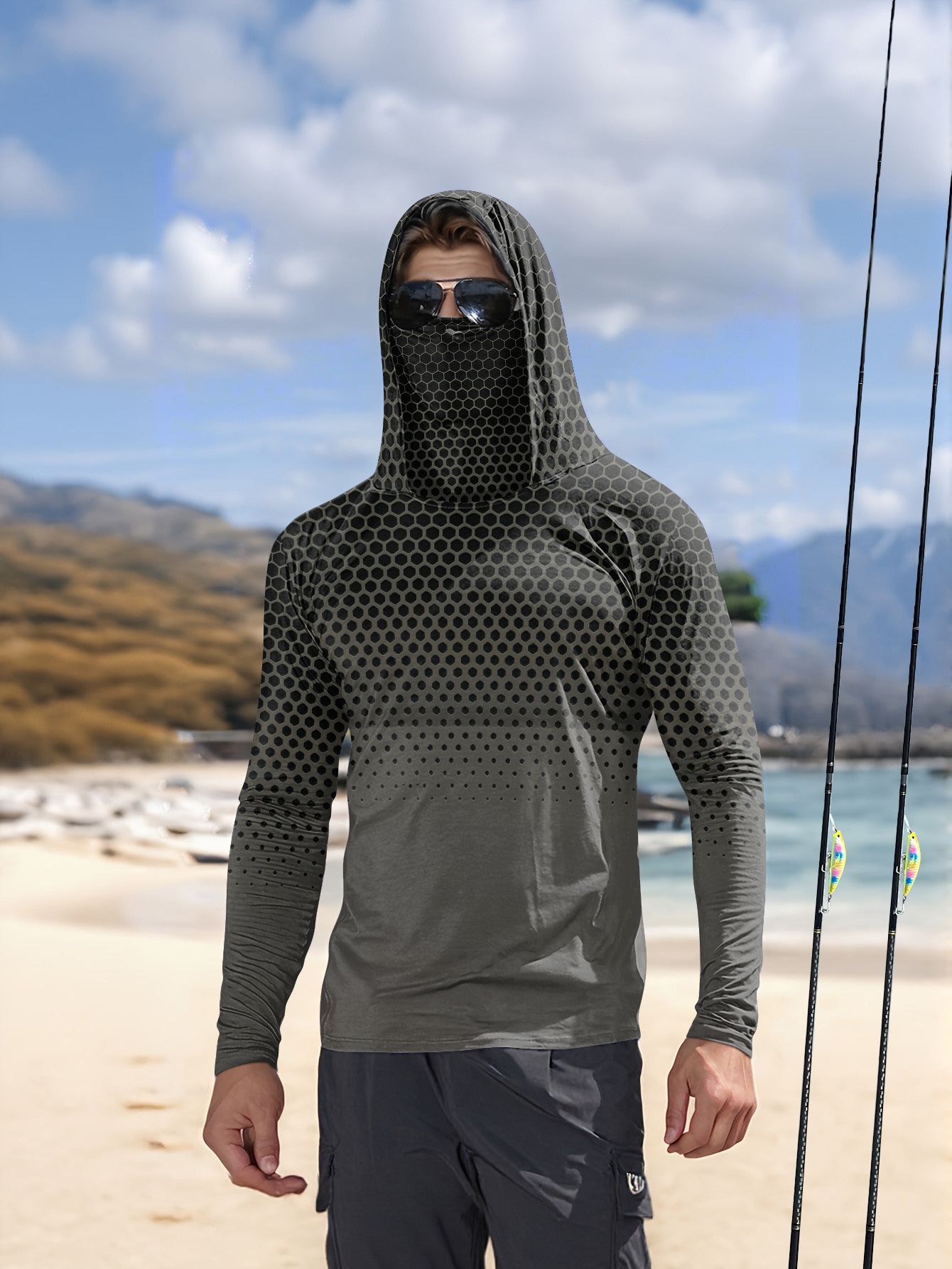Men Hood Fishing Shirt long sl - Summer Clothing Mens recension och pris
