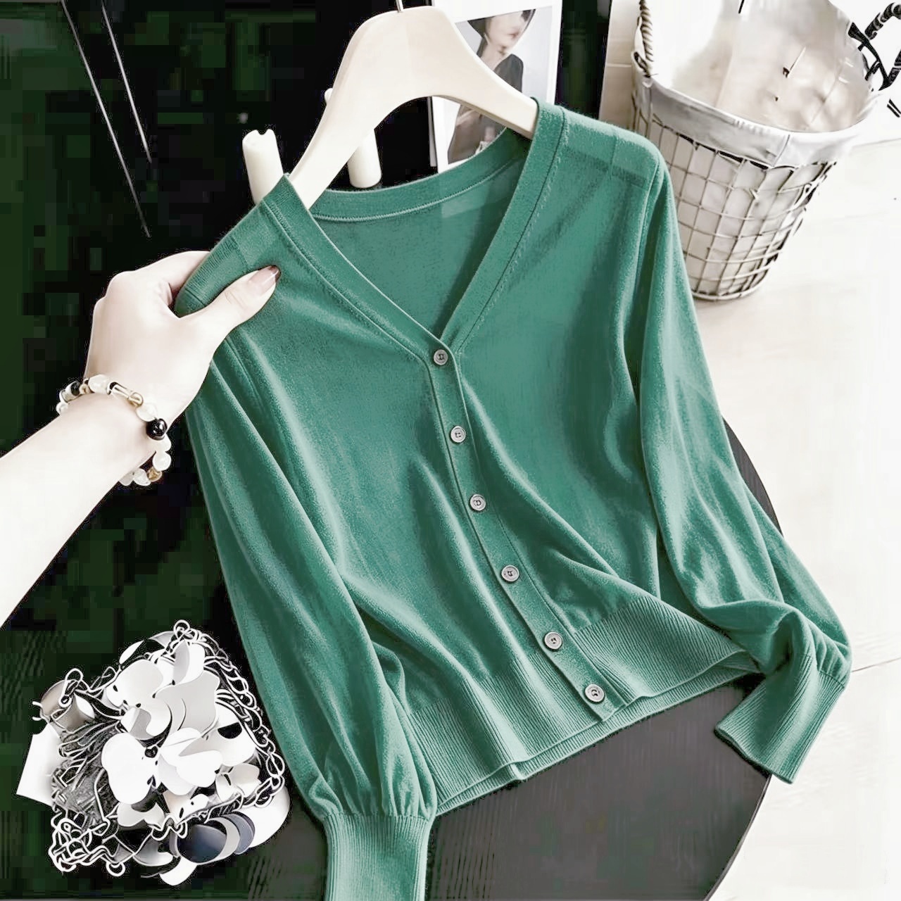 Knitted Sweater Women Cardigan - Summer Clothing Yarn recension och pris