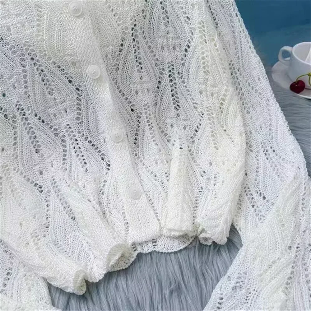 Cardigan Women Hollow Out Crop - Summer Clothing Yarn recension och pris