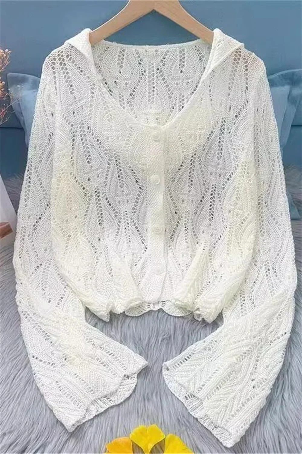 Cardigan Women Hollow Out Crop - Summer Clothing Yarn recension och pris