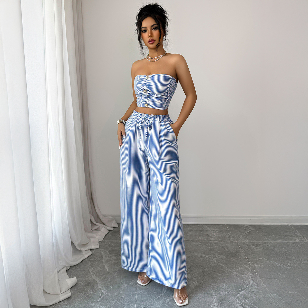 Elegant Design Striped Buttone - Summer Clothing Italy recension och pris