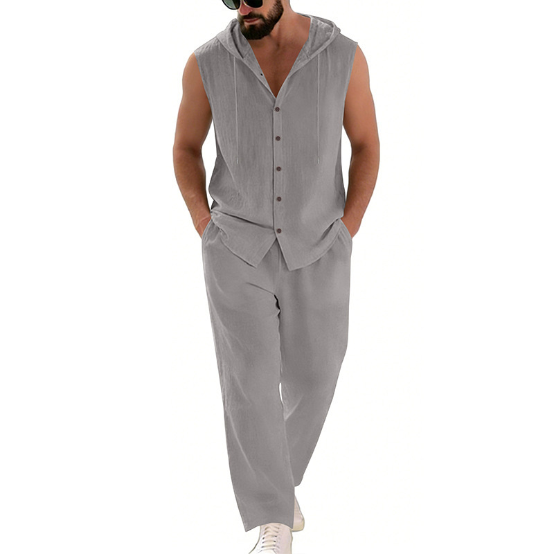 Men's Casual Linen Suit Hooded - Summer Clothing Mens recension och pris