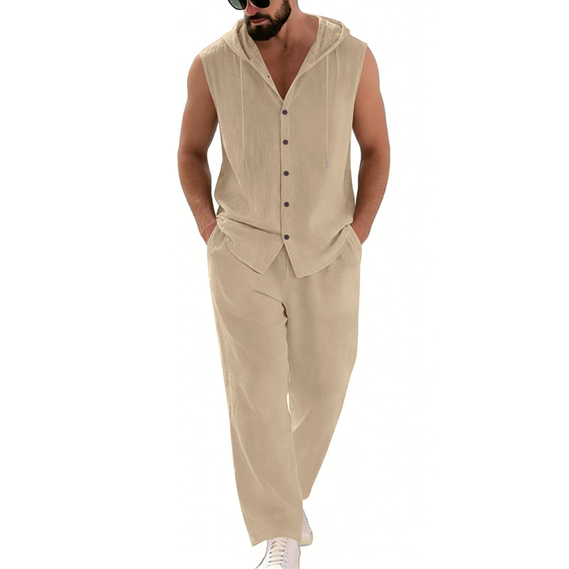 Men's Casual Linen Suit Hooded - Summer Clothing Mens recension och pris
