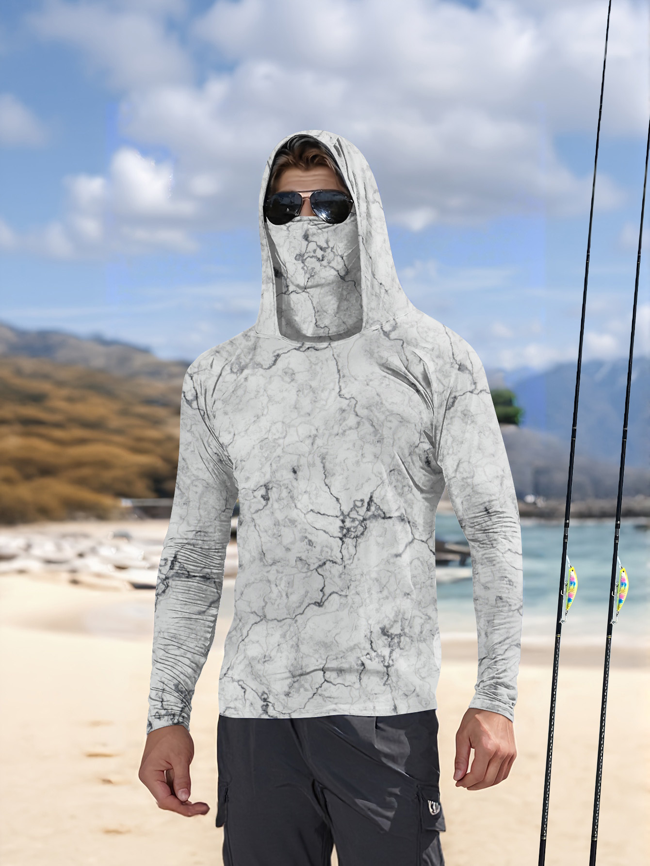 Men Hood Fishing Shirt long sl - Summer Clothing Mens recension och pris