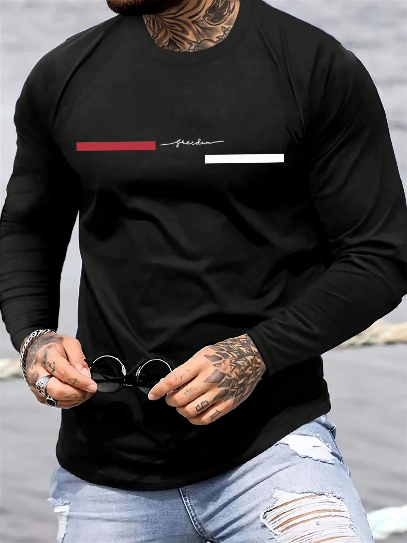 Red black Line men's long slee - Summer Quotes recension och pris