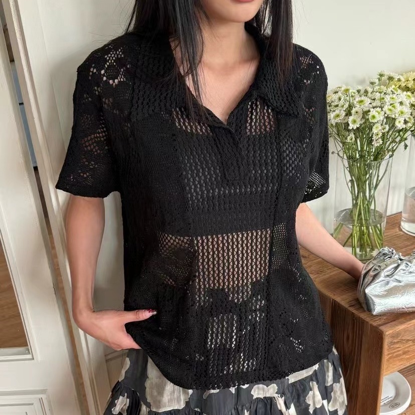 Retro  Collar Lace Shirt Women - Summer Clothing Online recension och pris