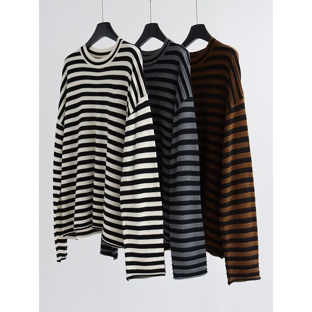 Crew Neck Striped Knitted Pull - Summer Clothing Yarn recension och pris