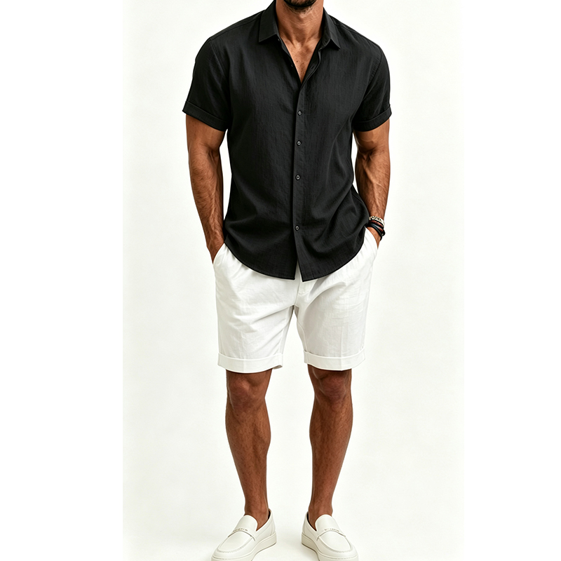 Men's  Cotton Linen Shirt Set  - Summer Clothing Mens recension och pris
