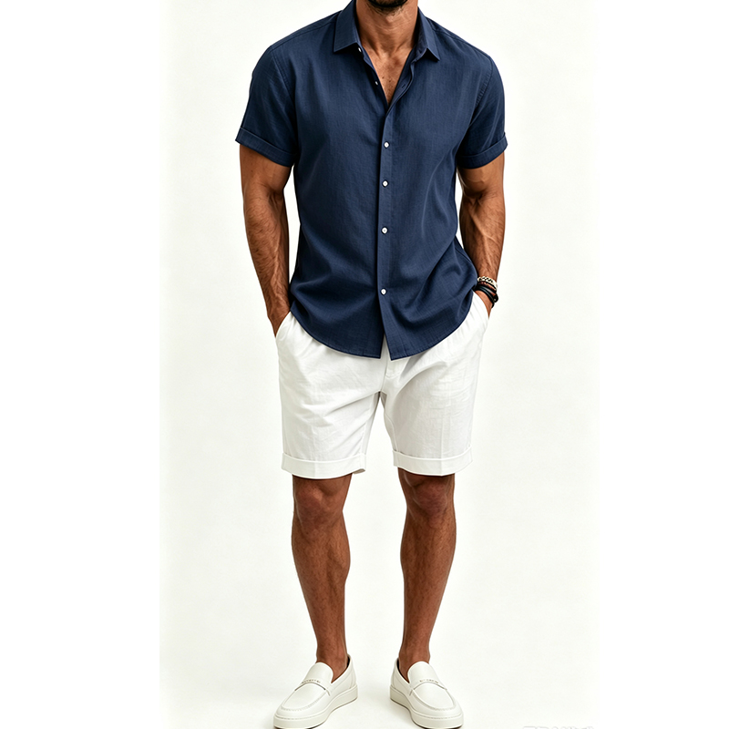 Men's  Cotton Linen Shirt Set  - Summer Clothing Mens recension och pris