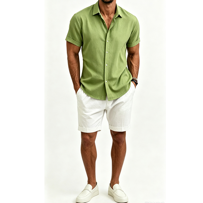 Men's  Cotton Linen Shirt Set  - Summer Clothing Mens recension och pris